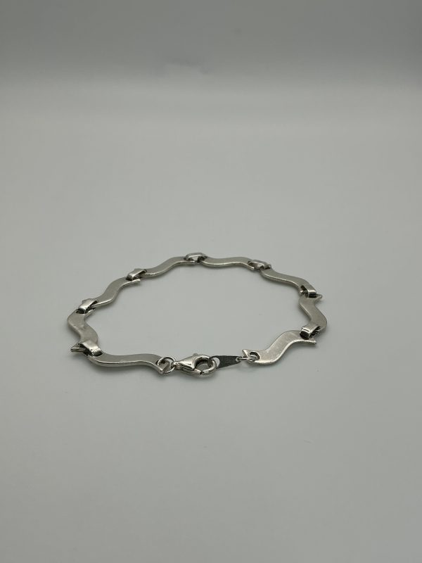 Sterling Silver Wavy Link Bracelet – 9.3g, 7.5”, Modern 925 Design - Image 3