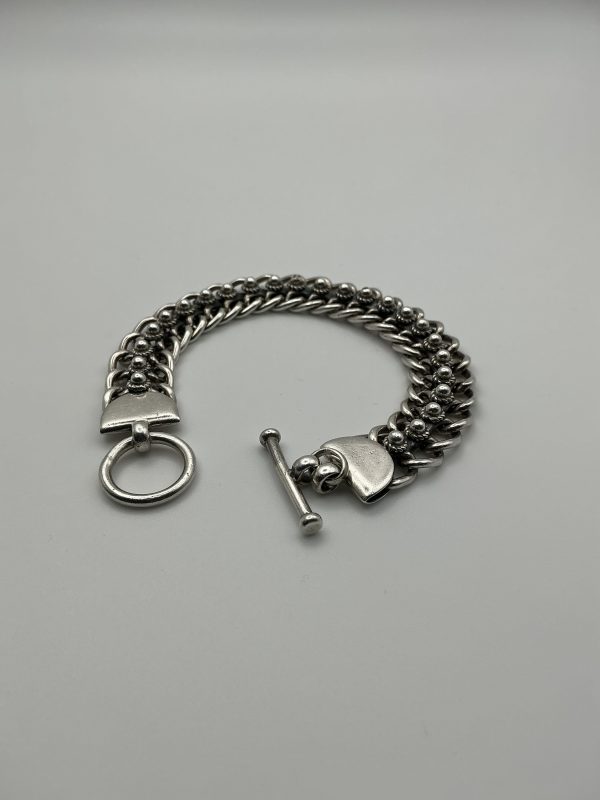 Platinum-Plated Sterling Silver Bracelet – Indian Craftsmanship, Hallmarked Birmingham 2004 - Image 2