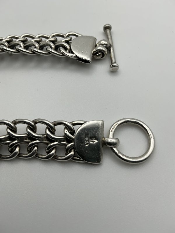 Platinum-Plated Sterling Silver Bracelet – Indian Craftsmanship, Hallmarked Birmingham 2004 - Image 5
