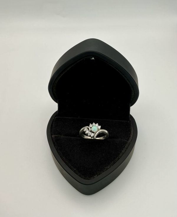 Luxury 925 Sterling Silver Opal & CZ Cluster Ring – Size O - Image 3