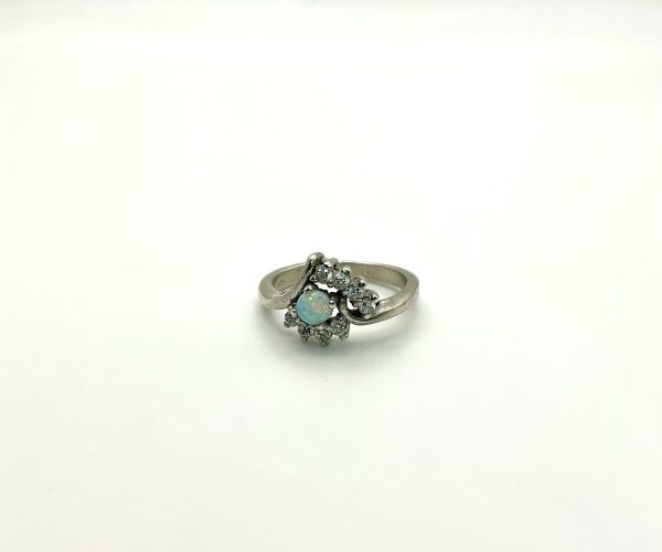 Luxury 925 Sterling Silver Opal & CZ Cluster Ring – Size O - Image 4