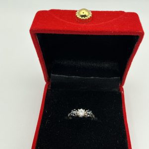 Luxury Sterling Silver Three-Stone Spinel Ring – Size J/K