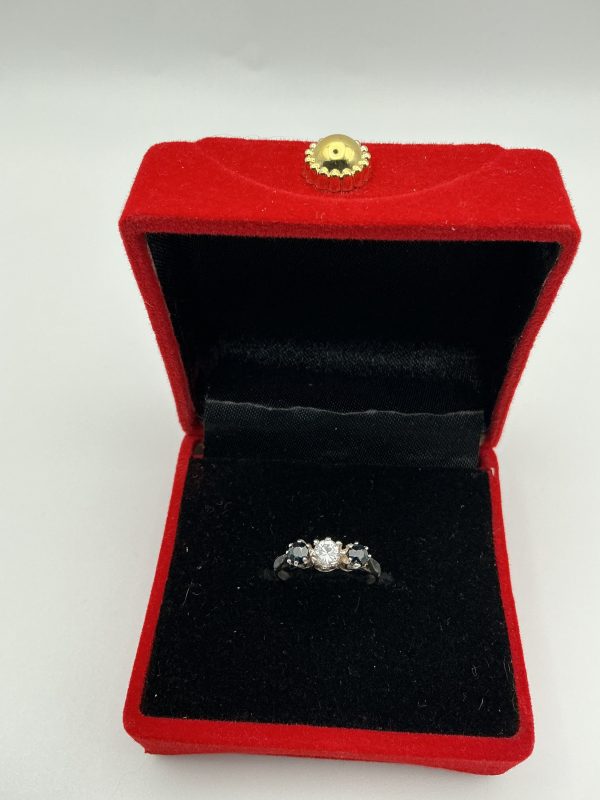 Luxury Sterling Silver Three-Stone Spinel Ring – Size J/K