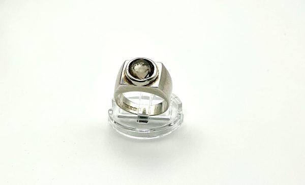 Hallmarked Sterling Silver Smoky Quartz Ring – Birmingham Assay, Size L/M - Image 2