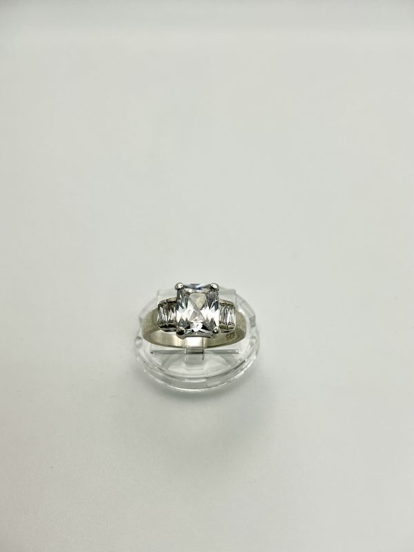 Elegant Sterling Silver 925 Princess Cut CZ Ring – Size L – 3.4g - Image 2