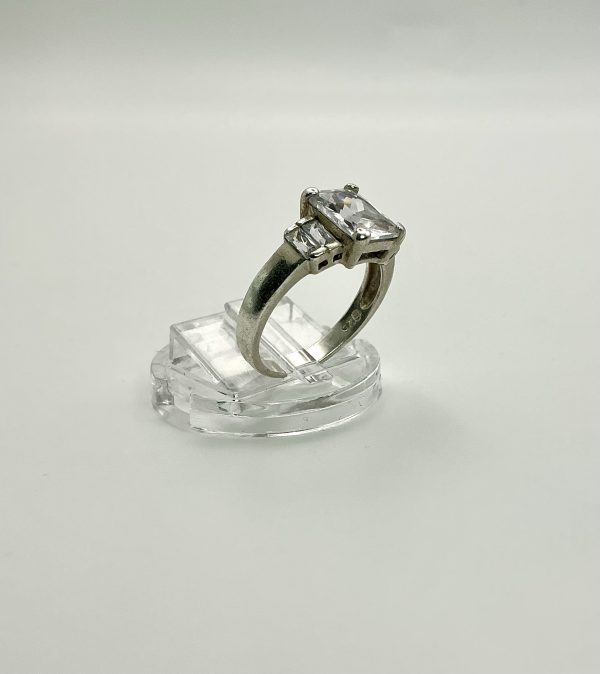 Elegant Sterling Silver 925 Princess Cut CZ Ring – Size L – 3.4g - Image 3