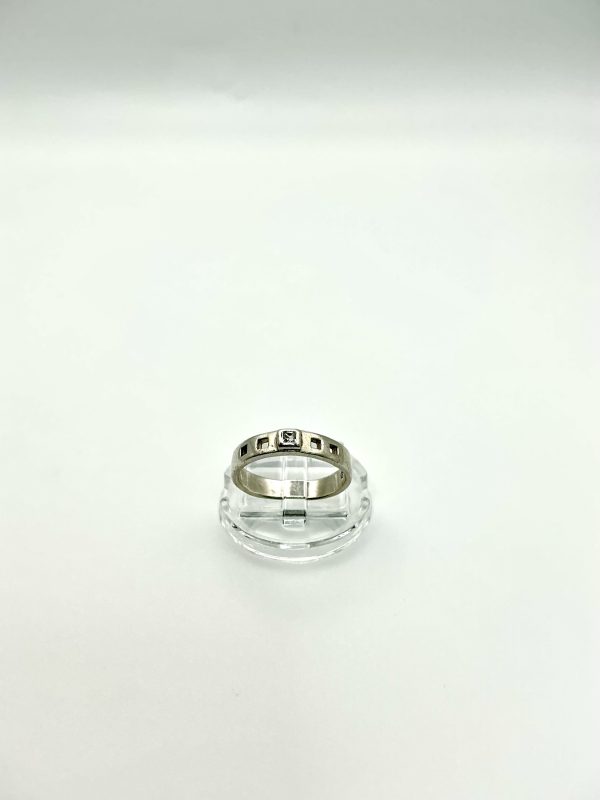 Sterling Silver Band Ring with Cubic Zirconia – Size K/L, 2.4g - Image 5