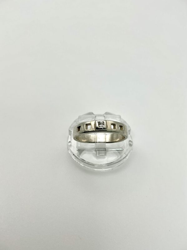 Sterling Silver Band Ring with Cubic Zirconia – Size K/L, 2.4g - Image 4