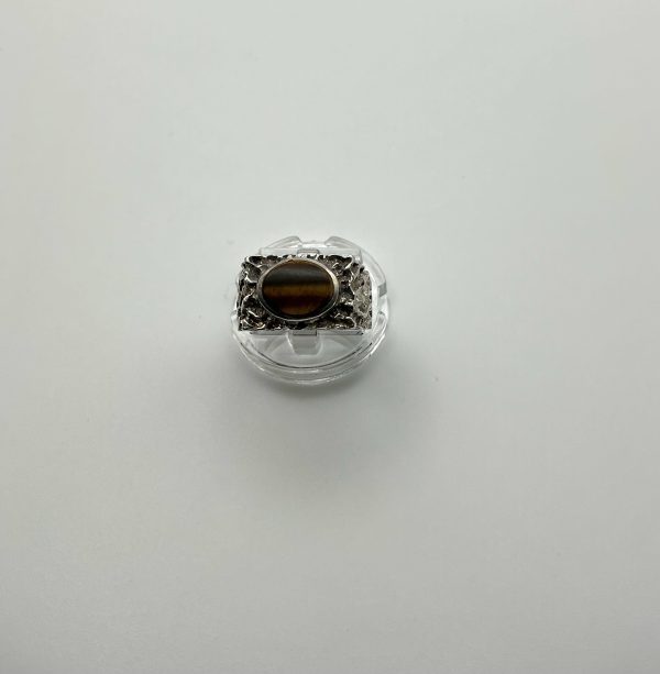 Vintage Sterling Silver Tiger’s Eye Statement Ring – Size O, 6.5g - Image 2