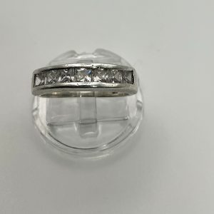 Sterling Silver Channel-Set Princess Cut Ring – Size P/Q, 3.4g