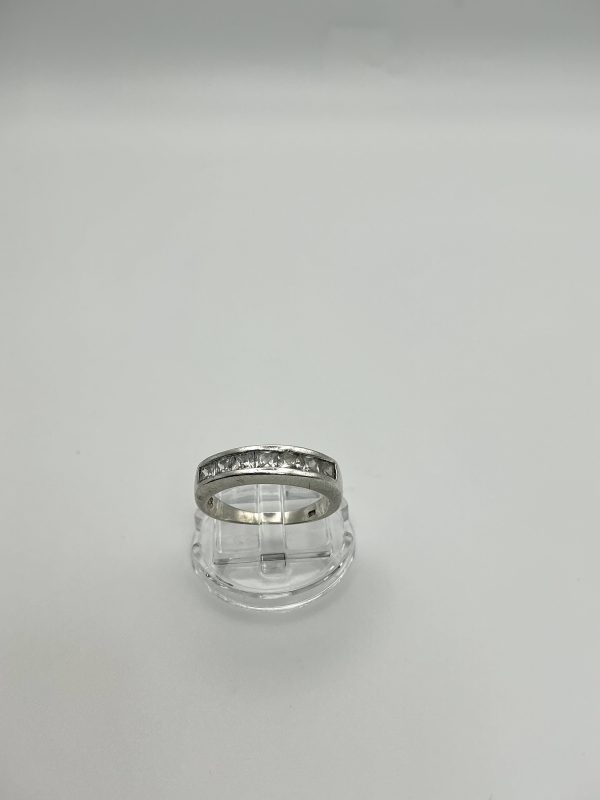 Sterling Silver Channel-Set Princess Cut Ring – Size P/Q, 3.4g - Image 3