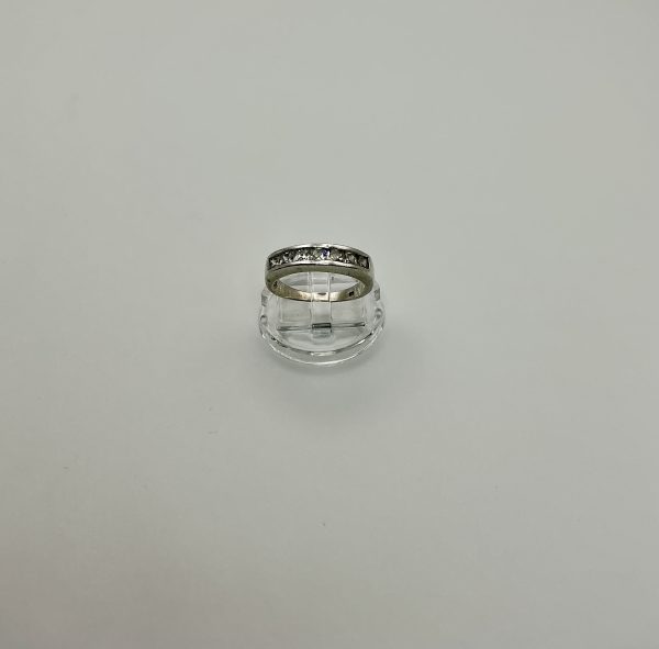 Sterling Silver Channel-Set Princess Cut Ring – Size P/Q, 3.4g - Image 2