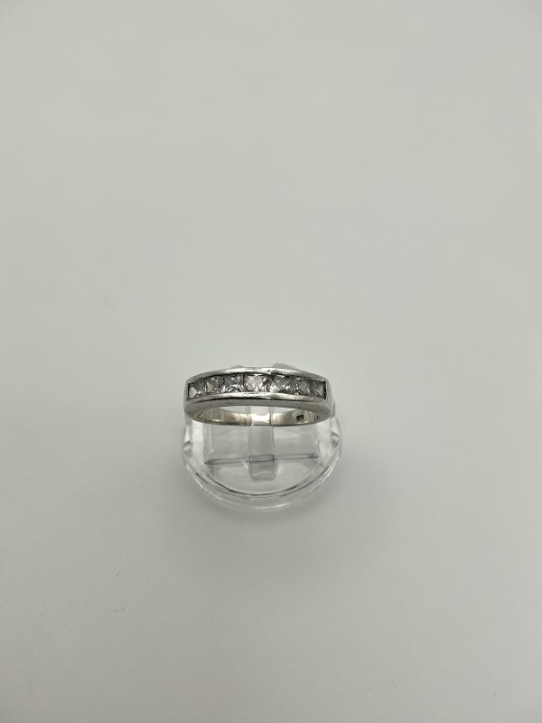Sterling Silver Channel-Set Princess Cut Ring – Size P/Q, 3.4g - Image 4