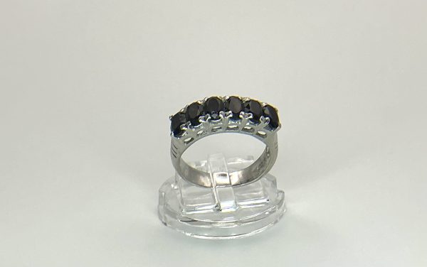 Sterling Silver Sapphire Five-Stone Band Ring – Size P/Q, 5.3g - Image 5
