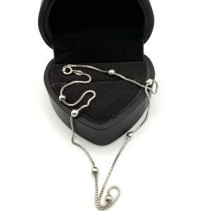 Sterling Silver 15-Inch Beaded Box Chain Necklace