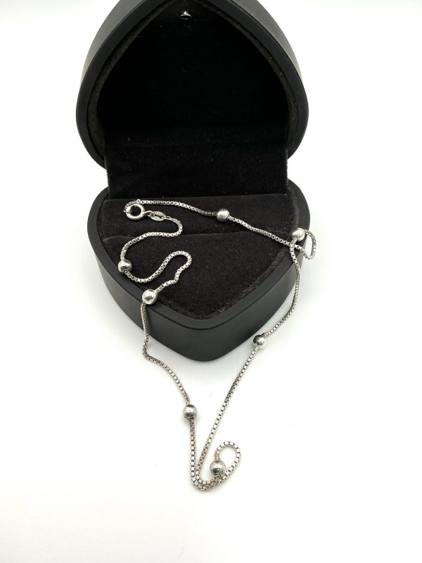 Sterling Silver 15-Inch Beaded Box Chain Necklace