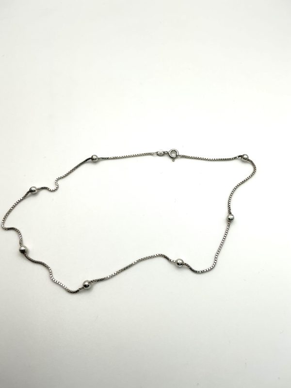 Sterling Silver 15-Inch Beaded Box Chain Necklace - Image 2