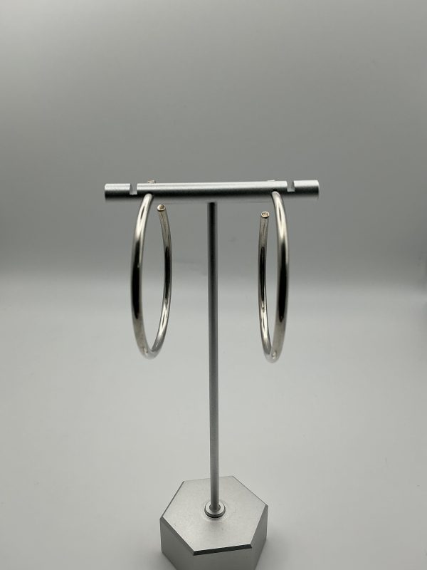 Luxury Sterling Silver Hoop Earrings – 5cm, High Polish, 9g - Image 3