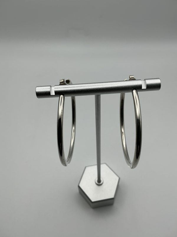 Luxury Sterling Silver Hoop Earrings – 5cm, High Polish, 9g - Image 4