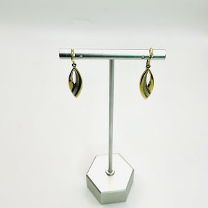 14ct Yellow and White Gold Leaf Drop Earrings – Elegant Two-Tone Design