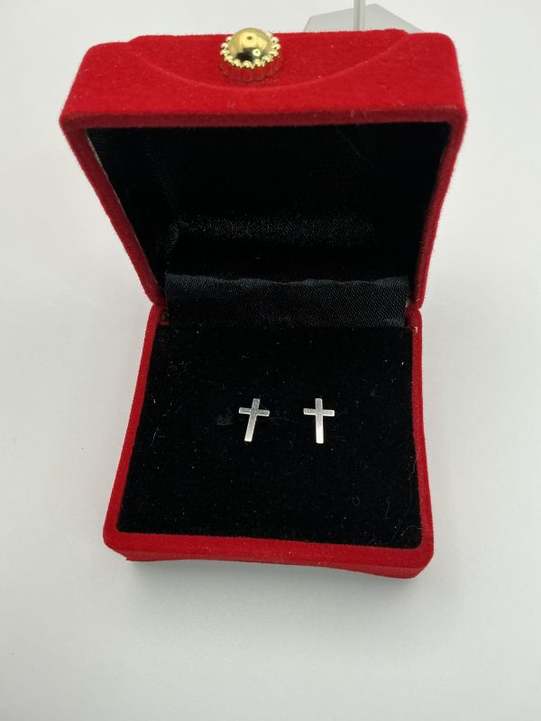 Luxury Sterling Silver Cross Stud Earrings – Minimalist Faith, Timeless Elegance - Image 2
