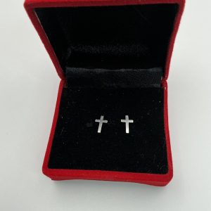 Luxury Sterling Silver Cross Stud Earrings – Minimalist Faith, Timeless Elegance