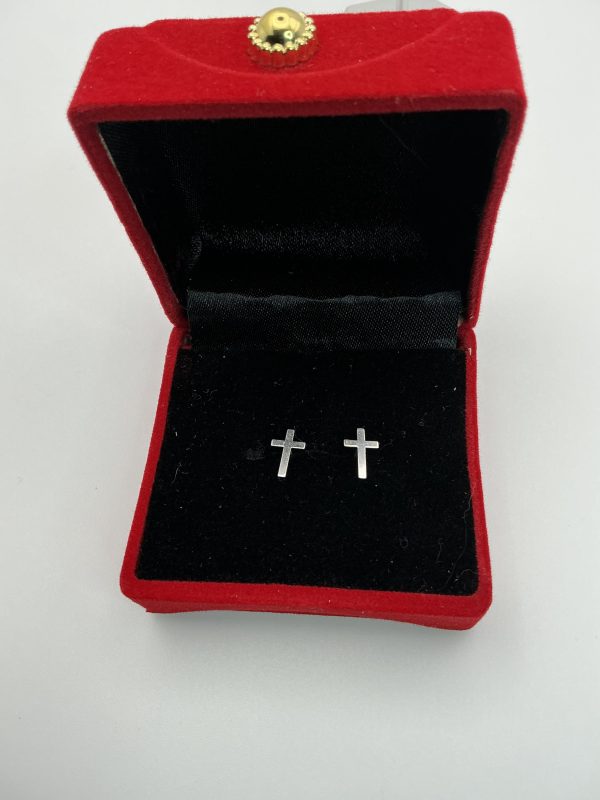 Luxury Sterling Silver Cross Stud Earrings – Minimalist Faith, Timeless Elegance