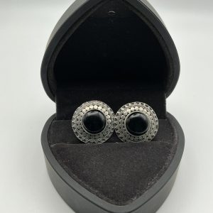 Vintage Sterling Silver and Black Onyx Stud Earrings