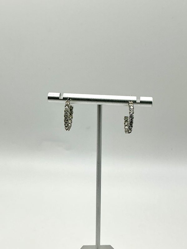Sterling Silver Half Hoop Earrings with Tourmaline – 2.9g - Image 2