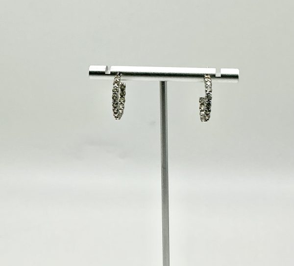 Sterling Silver Half Hoop Earrings with Tourmaline – 2.9g - Image 3