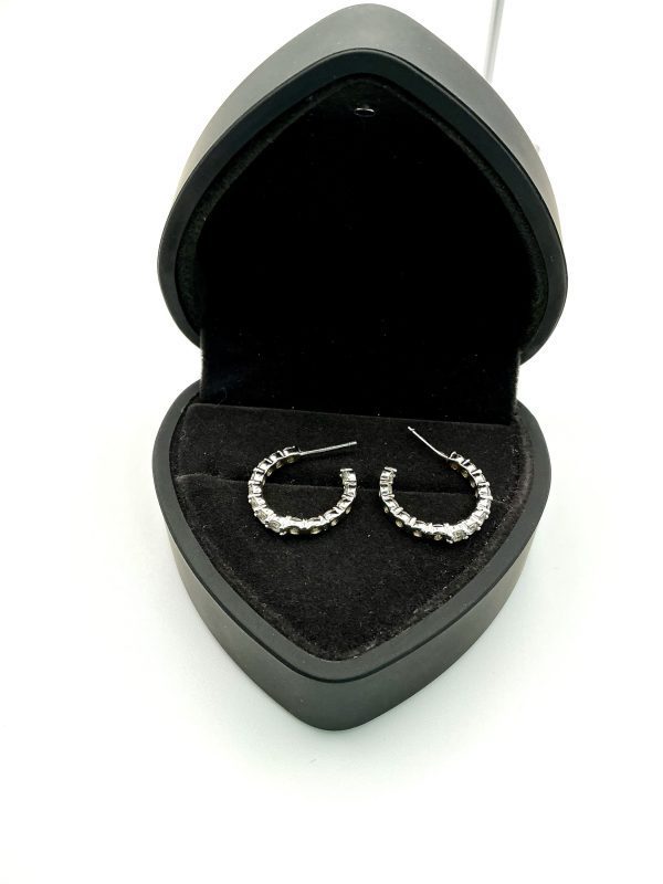 Sterling Silver Half Hoop Earrings with Tourmaline – 2.9g - Image 4