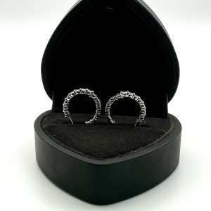 Sterling Silver Half Hoop Earrings with Tourmaline – 2.9g