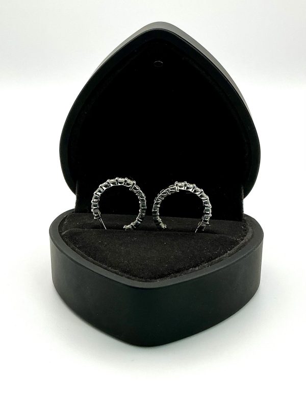 Sterling Silver Half Hoop Earrings with Tourmaline – 2.9g