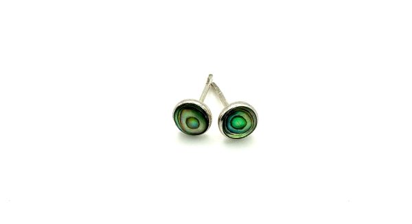 Delicate Vintage 925 Silver Abalone Shell Stud Earrings – 0.5g
