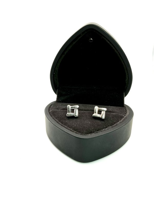 Sterling Silver Geometric Stud Earrings – 2.3g