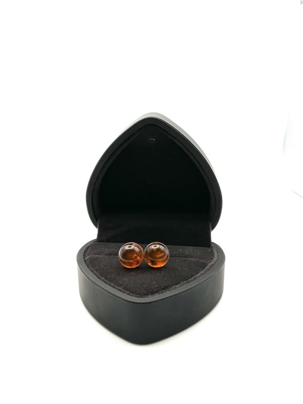 Sterling Silver Round Baltic Amber Stud Earrings – 1.9g - Image 4