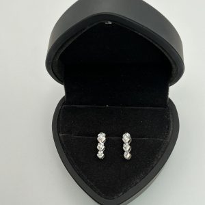Sterling Silver Triple CZ Drop Earrings – 2g