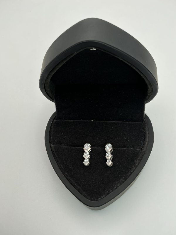 Sterling Silver Triple CZ Drop Earrings – 2g