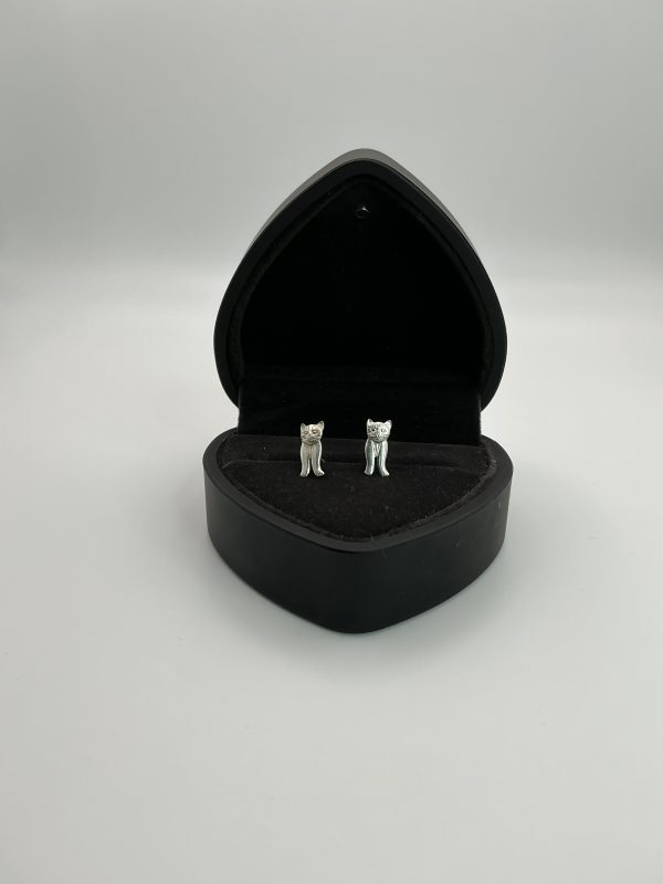 Sterling Silver Cat Stud Earrings – 0.7g