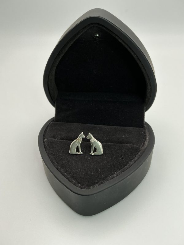 Sterling Silver Cat Silhouette Stud Earrings – 1.1g - Image 4