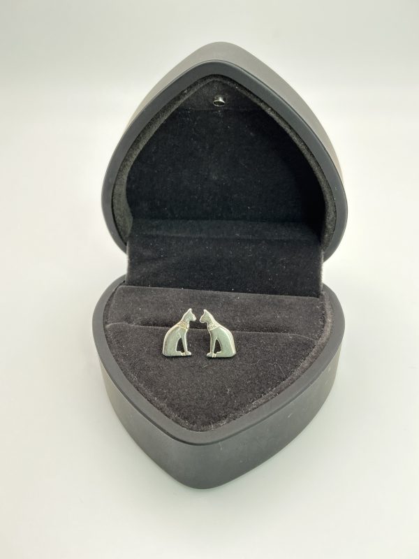 Sterling Silver Cat Silhouette Stud Earrings – 1.1g - Image 3