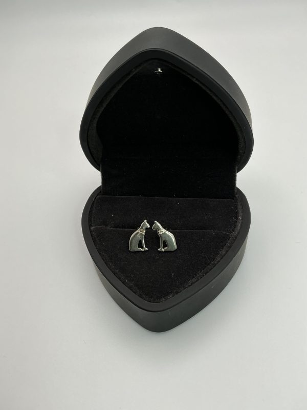 Sterling Silver Cat Silhouette Stud Earrings – 1.1g - Image 2