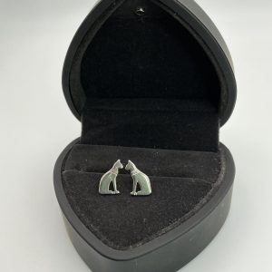 Sterling Silver Cat Silhouette Stud Earrings – 1.1g
