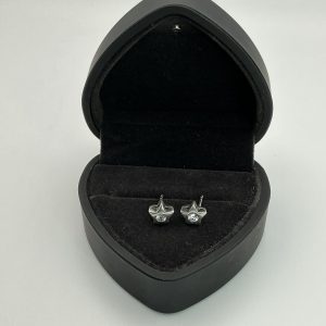 Sterling Silver Star Stud Earrings with CZ Centre – 2g