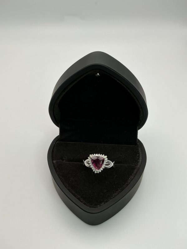 Pink Tourmaline and Diamond Trillion-Cut Ring in 925 Sterling Silver – Size N - Image 5