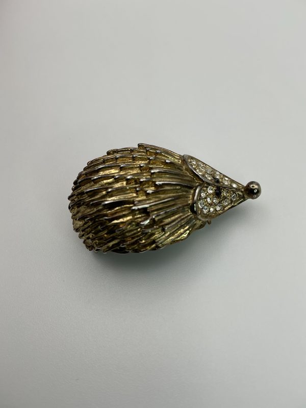 Vintage Gold-Tone Hedgehog Brooch with Crystal Accents – 14.8g - Image 4
