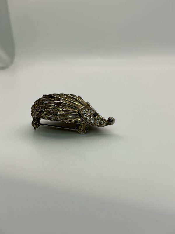 Vintage Gold-Tone Hedgehog Brooch with Crystal Accents – 14.8g - Image 3