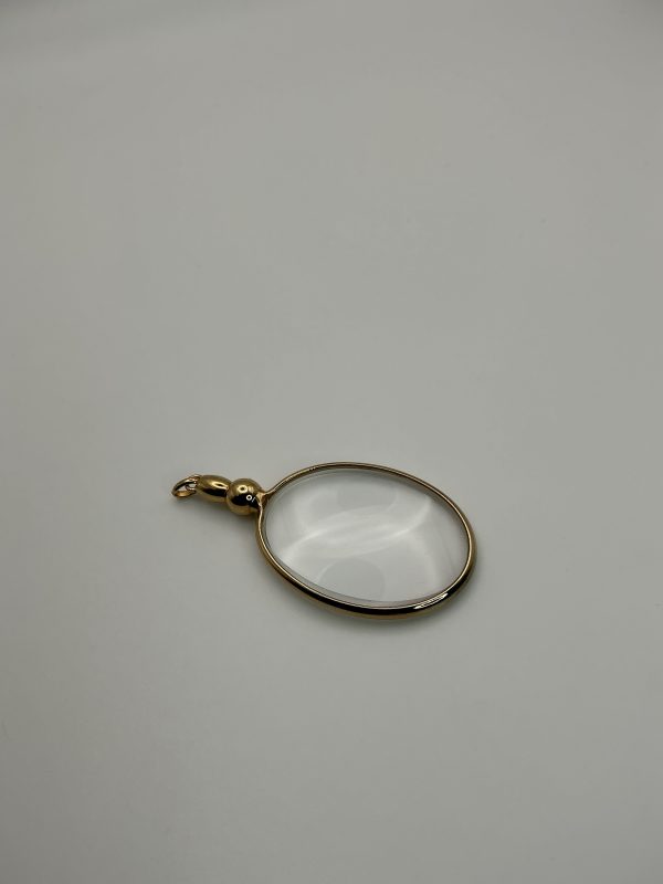 Vintage Gold-Tone Magnifying Glass Pendant – Oval Lens Design - Image 2