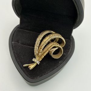 1965 Grosse German Designer Gold Plated Brooch with Gem Accents