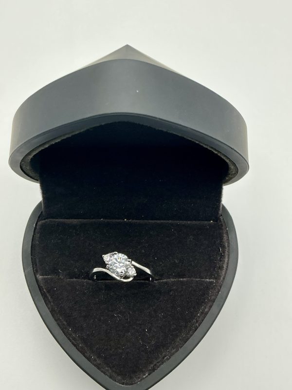 Sterling Silver Diamonique Round-Cut Trilogy Ring – Size O, 2.8g - Image 2